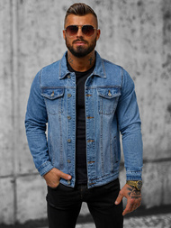 Jachetă de blugi bărbați albastră OZONEE T/7518Z