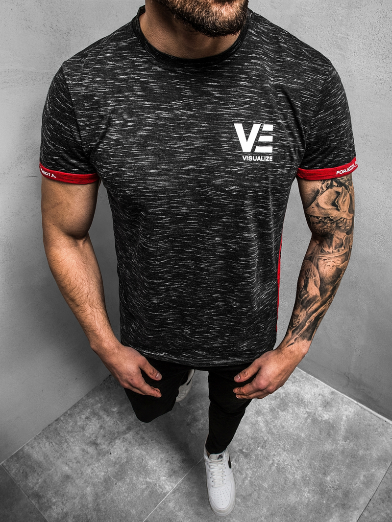 Tricou bărbați negru OZONEE JS/SS11123Z