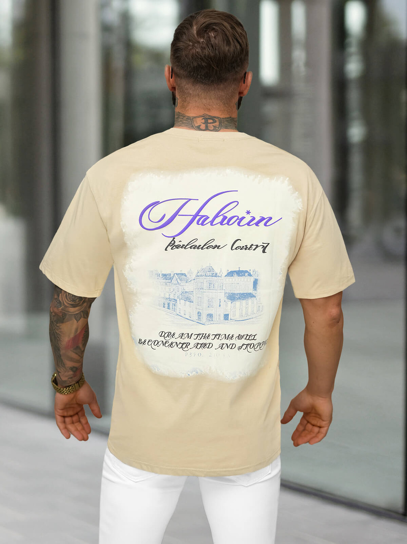 Tricou bărbați bej OZONEE O/YN2/632