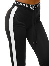 Pantaloni de training femei negri-albi OZONEE O/82316