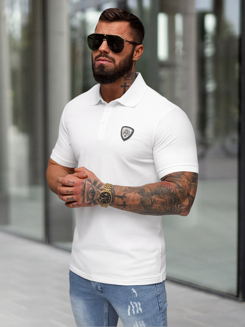 Tricou polo bărbați alb OZONEE NB/MT3121