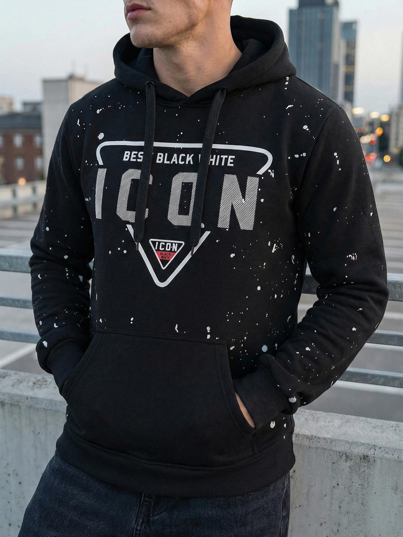 Hanorac bărbați negru OZONEE JS/8B1737/3Z