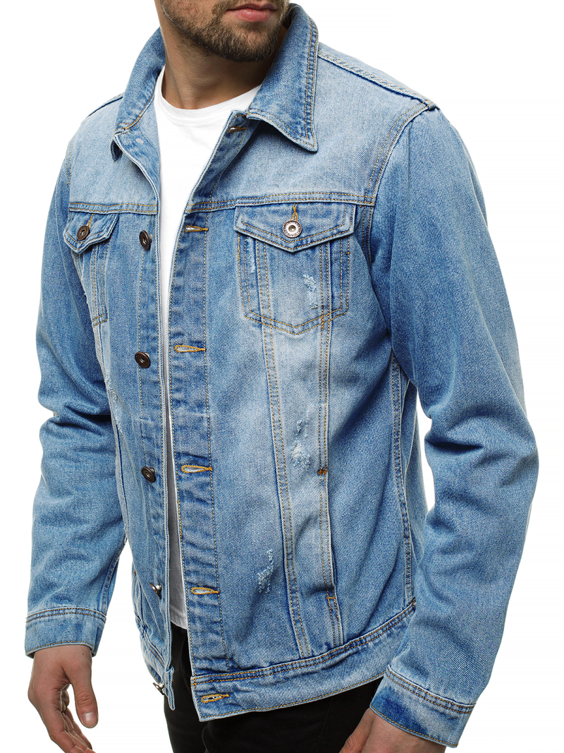 Jachetă de blugi bărbați albastră OZONEE V/19276