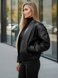 Geacă de piele pentru femei neagră OZONEE JS/11Z8281