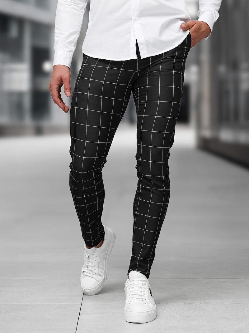 Pantaloni chino bărbaţi negri OZONEE DJ/5505Z