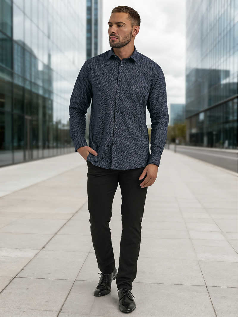 Cămașă bărbați albastru marin OZONEE V/V186