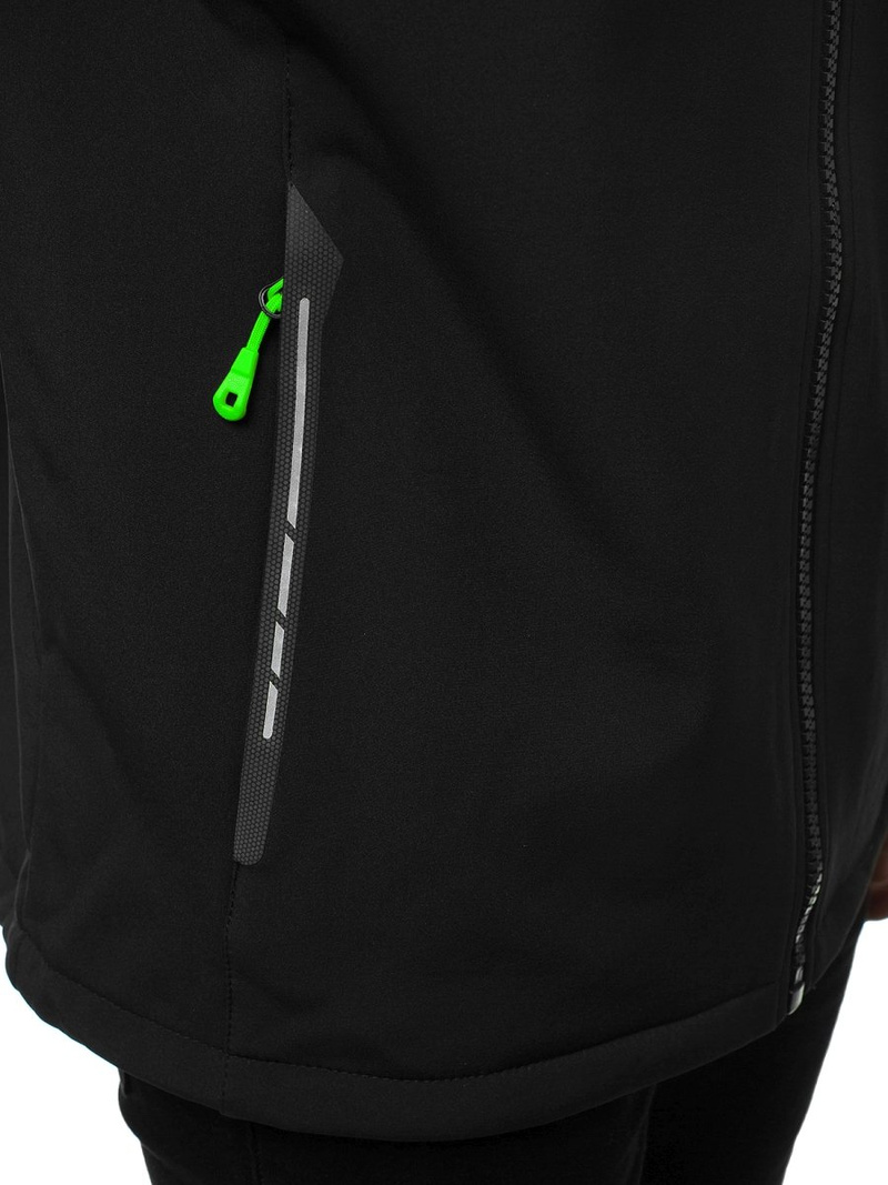 Jachetă bărbați SOFTSHELL negru-verde OZONEE GE/12268