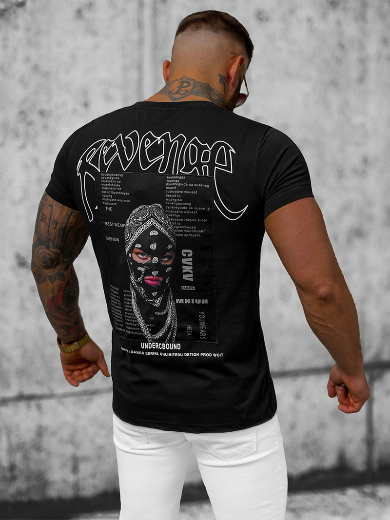 Tricou bărbați negru OZONEE O/T108/3Z