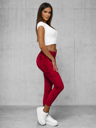 Pantaloni de trening femei din catifea bordo OZONEE JS/92K521/35