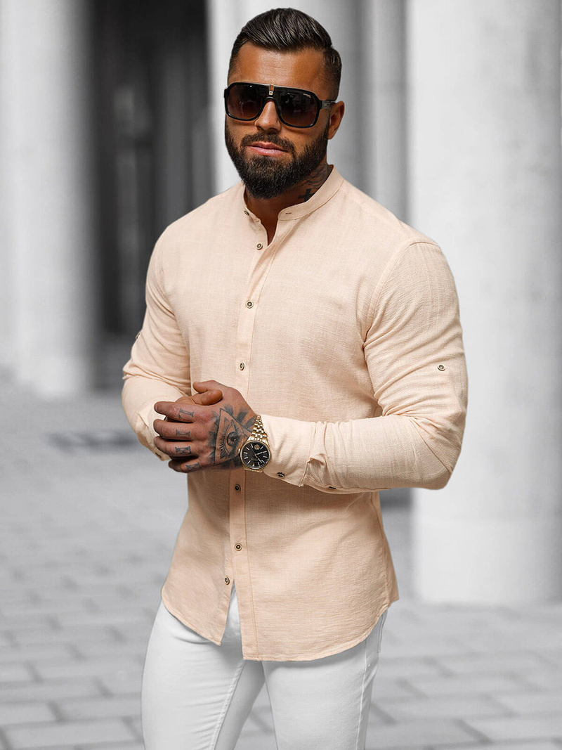 Cămașă bărbați piersică OZONEE O/V85