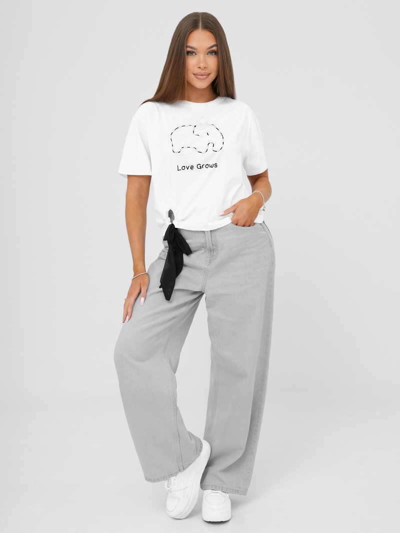 Tricou femei alb-negru OZONEE JS/RJ77247