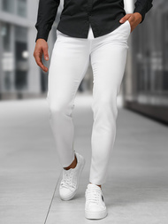 Pantaloni chino bărbaţi albi OZONEE DJ/5526Z