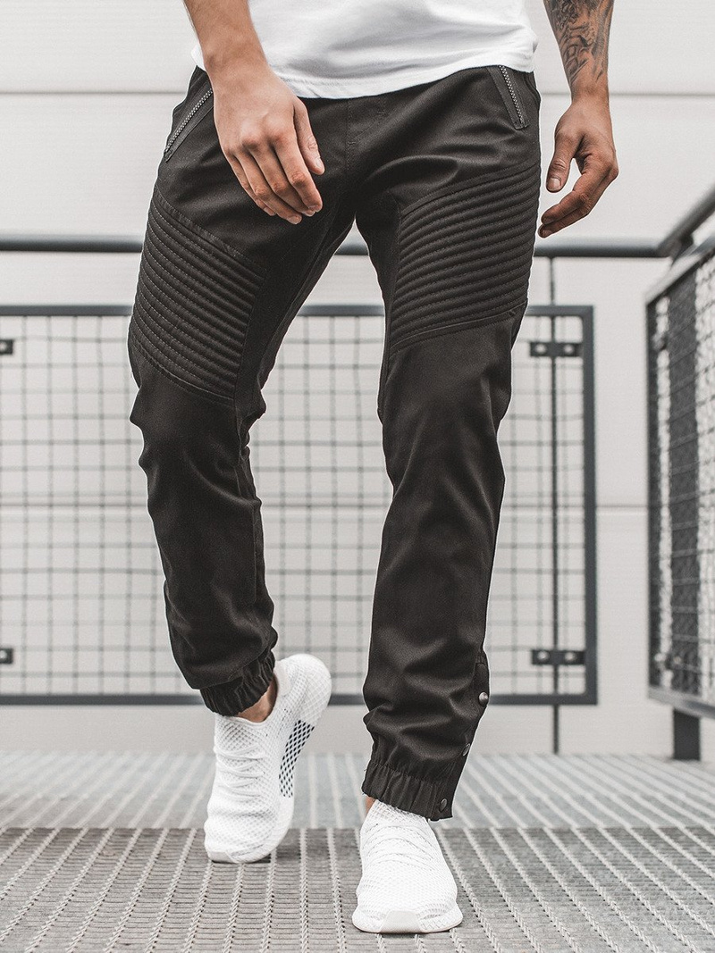 Pantaloni chino jogger pentru bărbați negri OZONEE A/0952