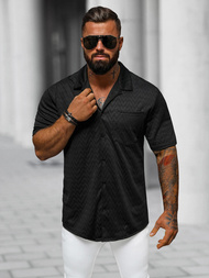 Cămașă cu mâneca scurtă bărbați neagră OZONEE O/3C319