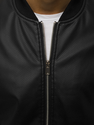 Geacă de piele bărbați neagră OZONEE N/6121