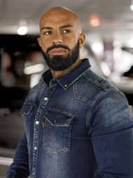 Cămașă de blugi bărbați albastră închis OZONEE O/51410