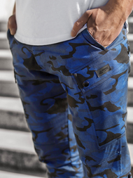 Pantaloni chino jogger pentru camuflaj-bleumarin OZONEE O/11103