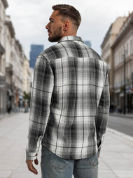 Cămașă bărbați neagră-albă OZONEE NB/MC728N/4