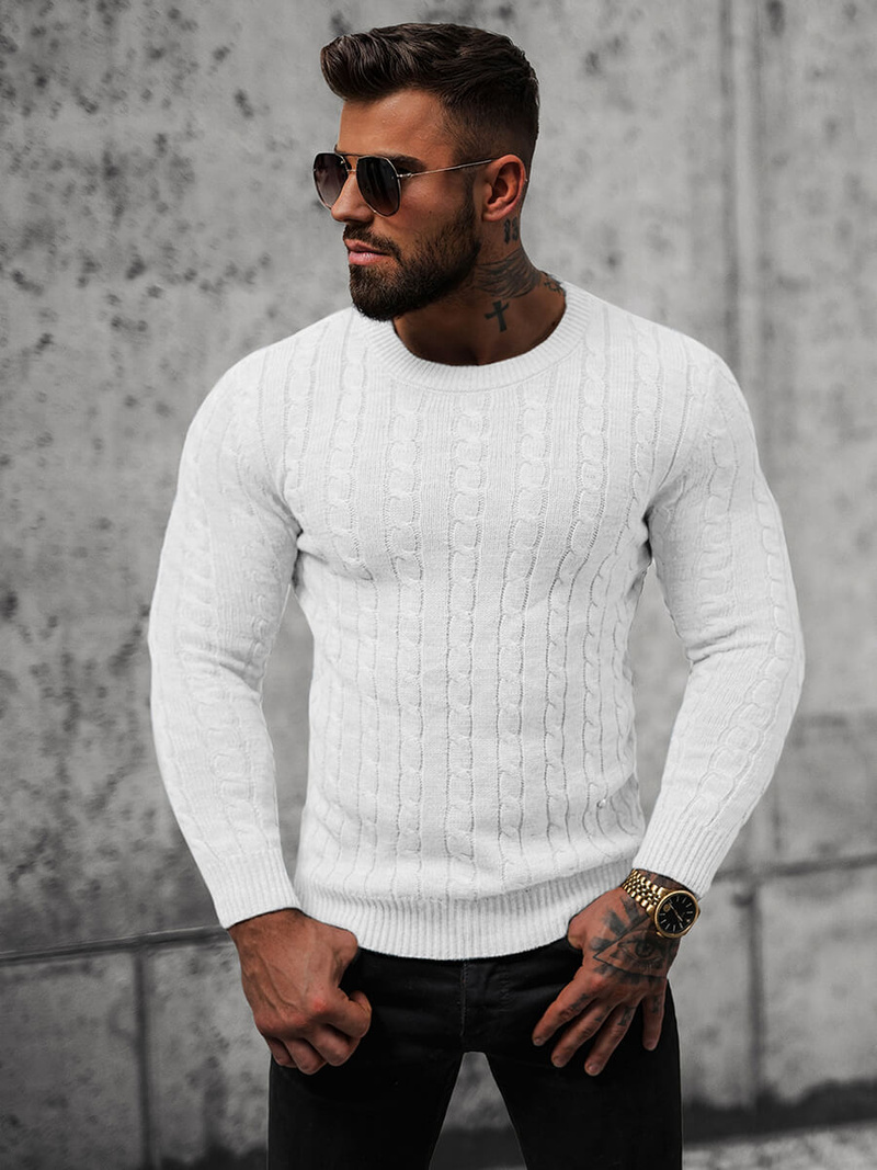 Pulover bărbați alb OZONEE NB/MM6021/1Z