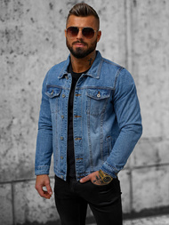 Jachetă de blugi bărbați albastră OZONEE T/7518Z