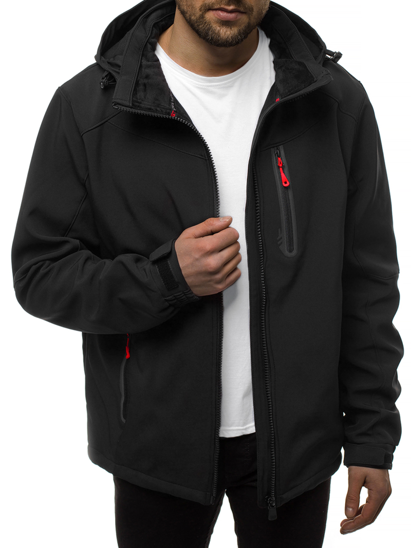 Jachetă bărbați SOFTSHELL neagră-roșie OZONEE GE/12269Z