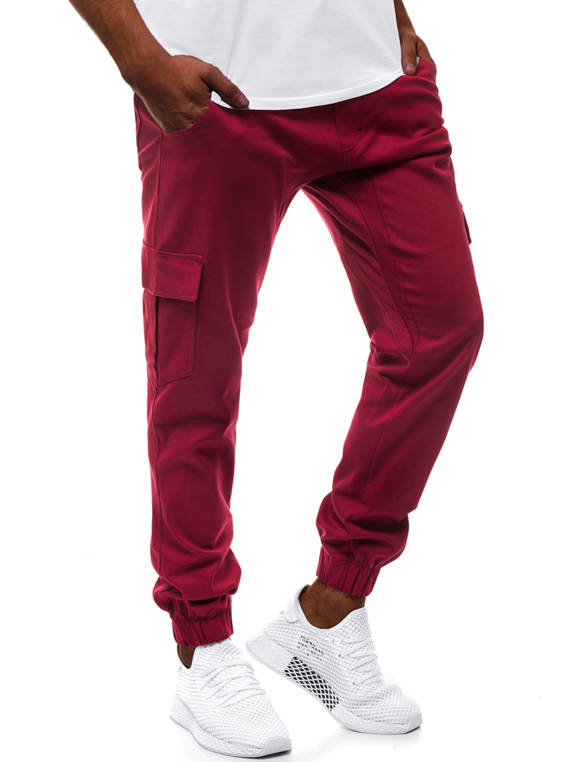 Pantaloni jogger bărbați bordo OZONEE A/404