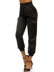 Pantaloni jogger pentru femei negri OZONEE O/HM003