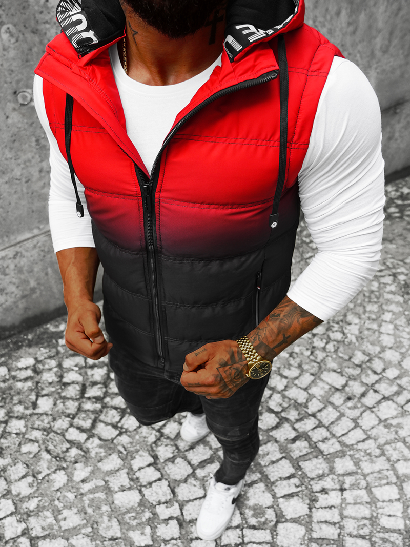 Vestă bărbați roșu-neagră OZONEE JS/M757/270