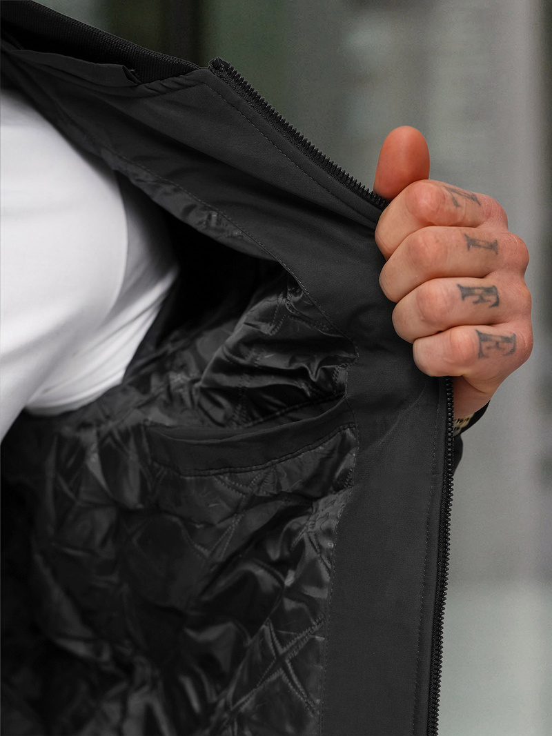 Jachetă de primăvară bărbați neagră OZONEE JS/62M9502/392