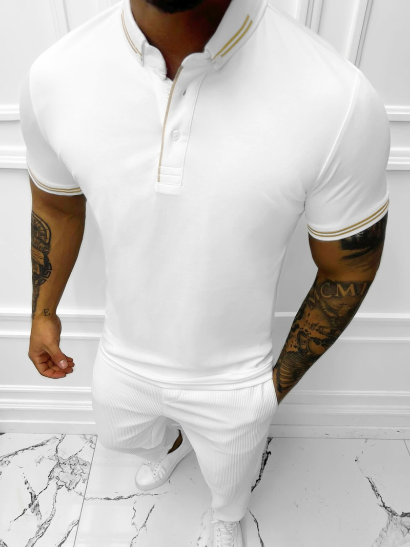 Tricou polo pentru bărbați albă OZONEE E/1040/1