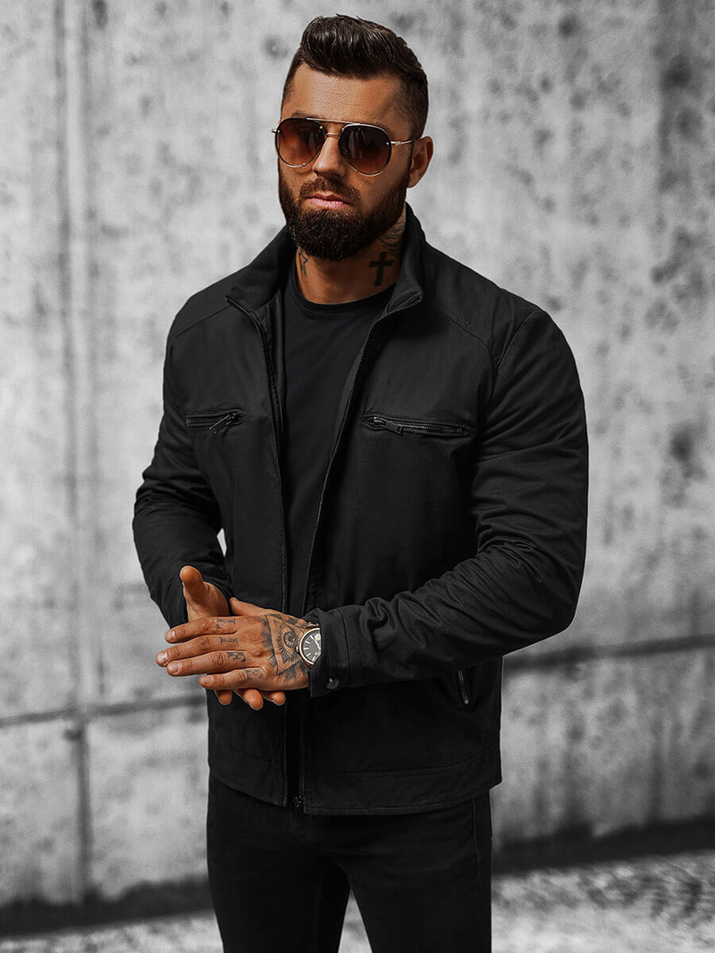 Jachetă de primăvară bărbați neagră OZONEE JS/84M3002/392