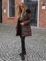 Geacă de iarnă damă ciocolată OZONEE JS/16M9059/158