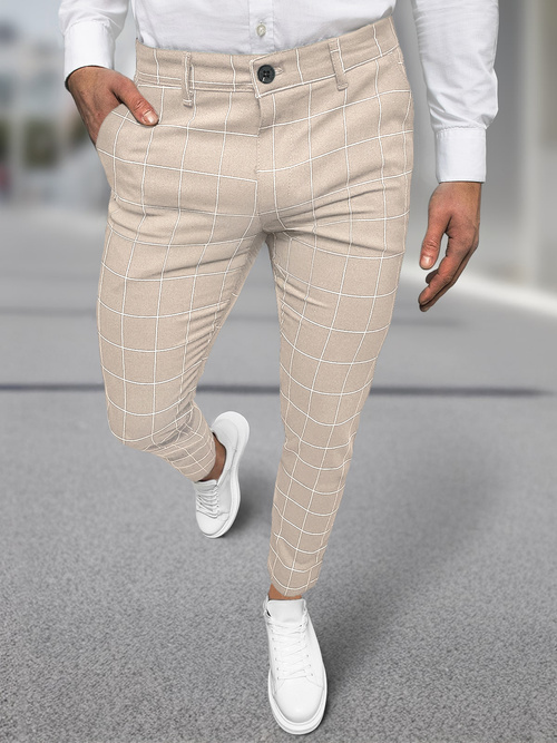 Pantaloni chino bărbaţi bej OZONEE DJ/5505