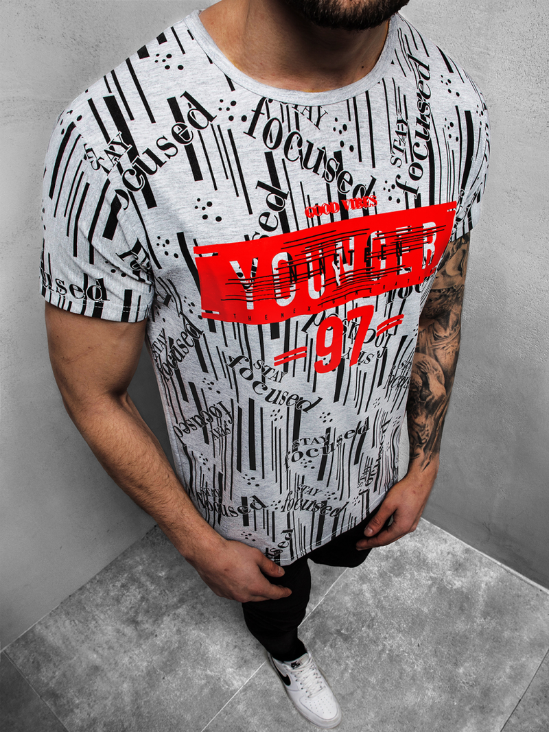 Tricou bărbați gri OZONEE JS/KS1993Z