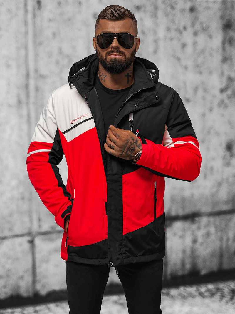 Jachetă bărbați roșu-neagră OZONEE JS/M35/275