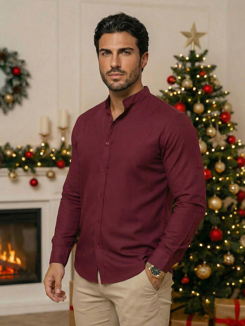 Cămașă bărbați bordo OZONEE O/V57Z