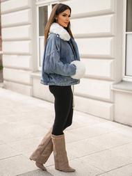 Jachetă de blugi femei albastră OZONEE JS/11Z8219