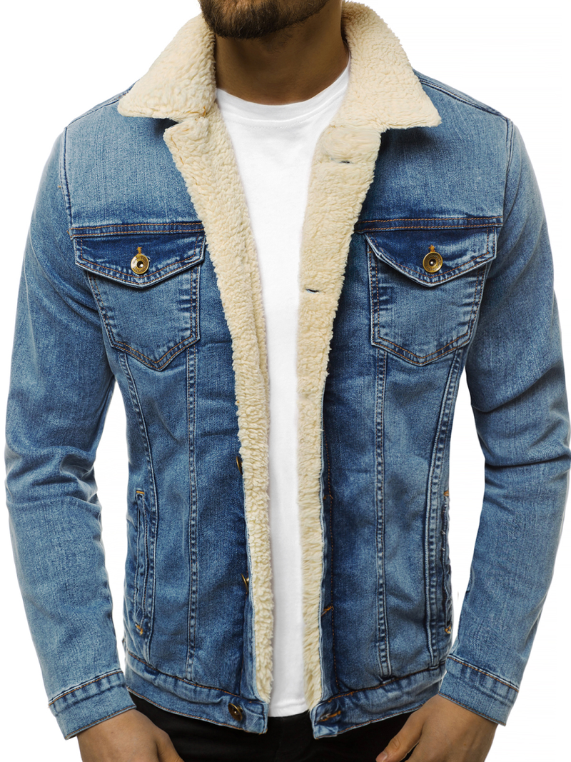 Jachetă de blugi bărbați albastră deschis OZONEE BN/5941