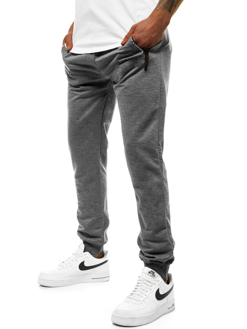 Pantaloni de trening bărbaţi gri închis JS/XW005S