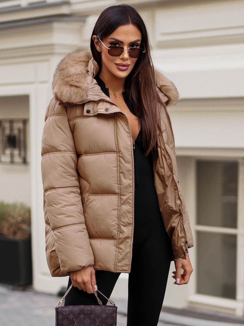 Geacă de iarnă damă camel OZONEE JS/5M3256/84