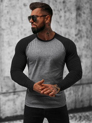 Tricou cu mânecă lungă bărbați antracit-negru OZONEE O/B261