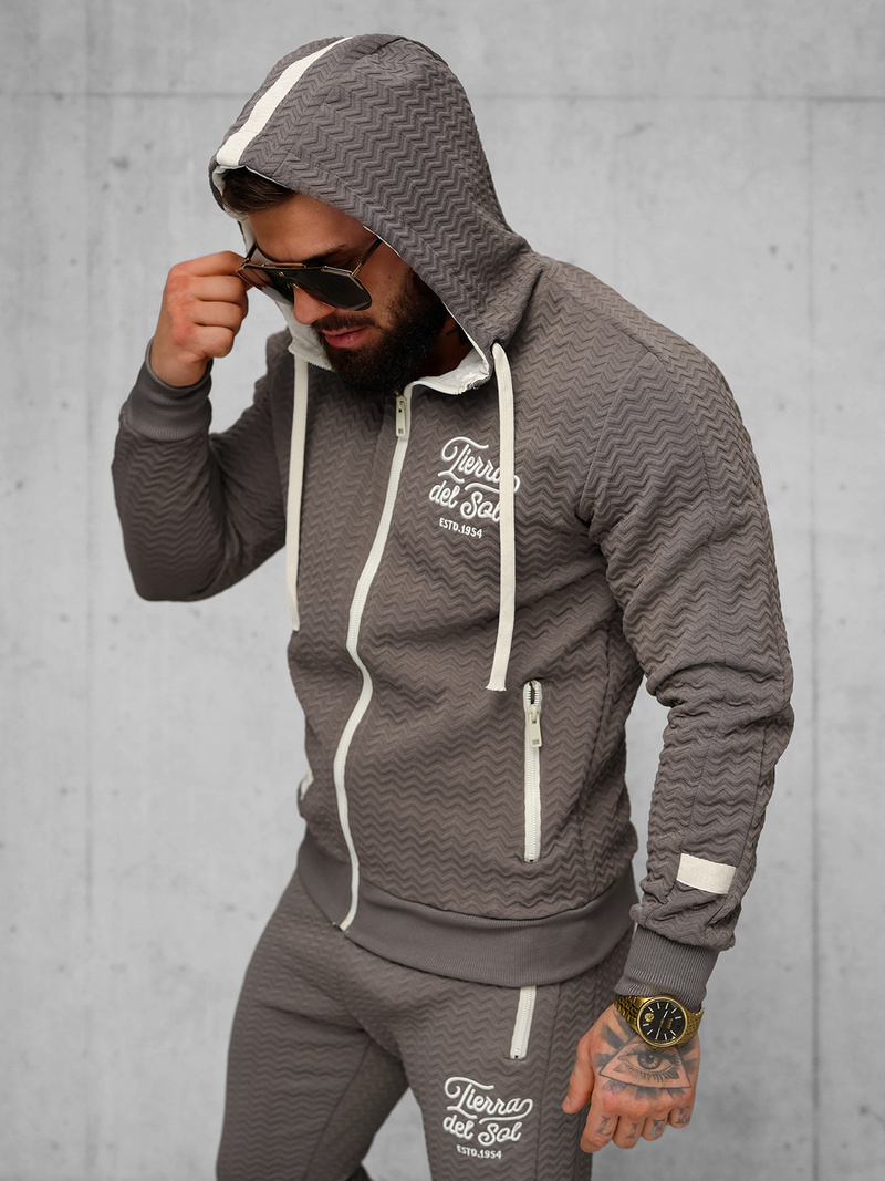 Compleu sport bărbaţi bej-gri OZONEE O/FF5032AB