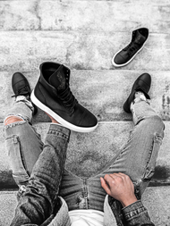 SNEAKERS mare negri-albi OZONEE KN/022