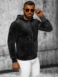 Hanorac bărbați din catifea neagră OZONEE JS/8B1168/3