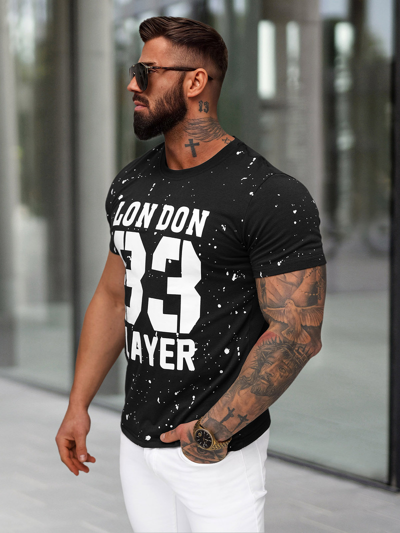 Tricou bărbați negri OZONEE JS/8B1388/3