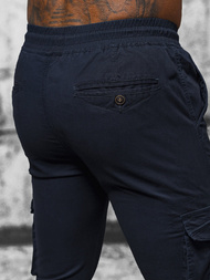 Pantaloni chino jogger pentru bărbați albastru marin OZONEE NB/MP0201BS