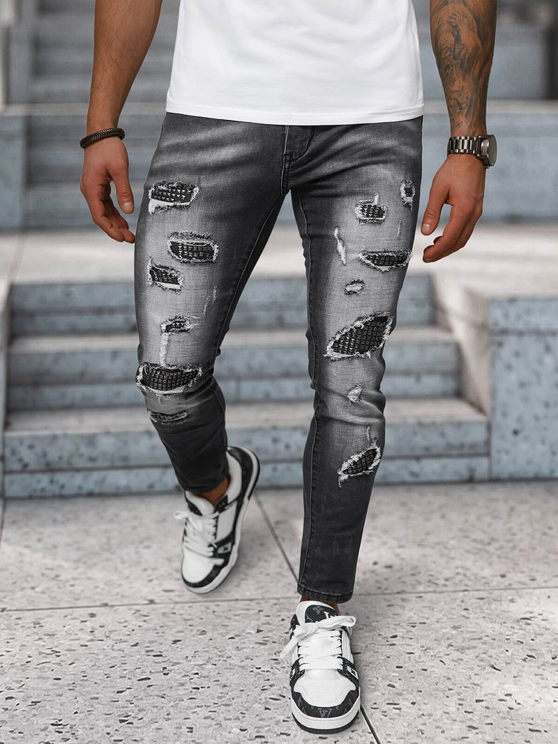 Blugi bărbaţi negri OZONEE NB/MP0152N