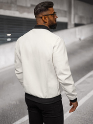 Geacă de piele bărbați albă OZONEE O/88120