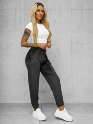 Pantaloni de trening din catifea femei antracit OZONEE JS/92K528/5