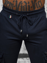 Pantaloni chino jogger pentru bărbați albastru marin OZONEE NB/MP0201BS